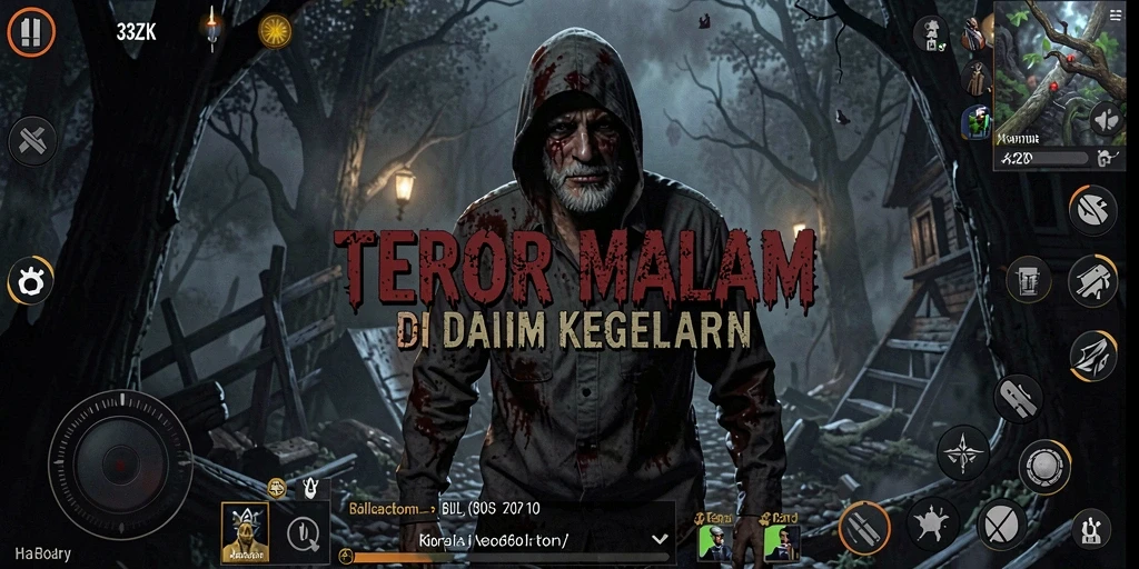 Tangkapan layar utama 33ZK menampilkan suasana mencekam dalam gelap.
