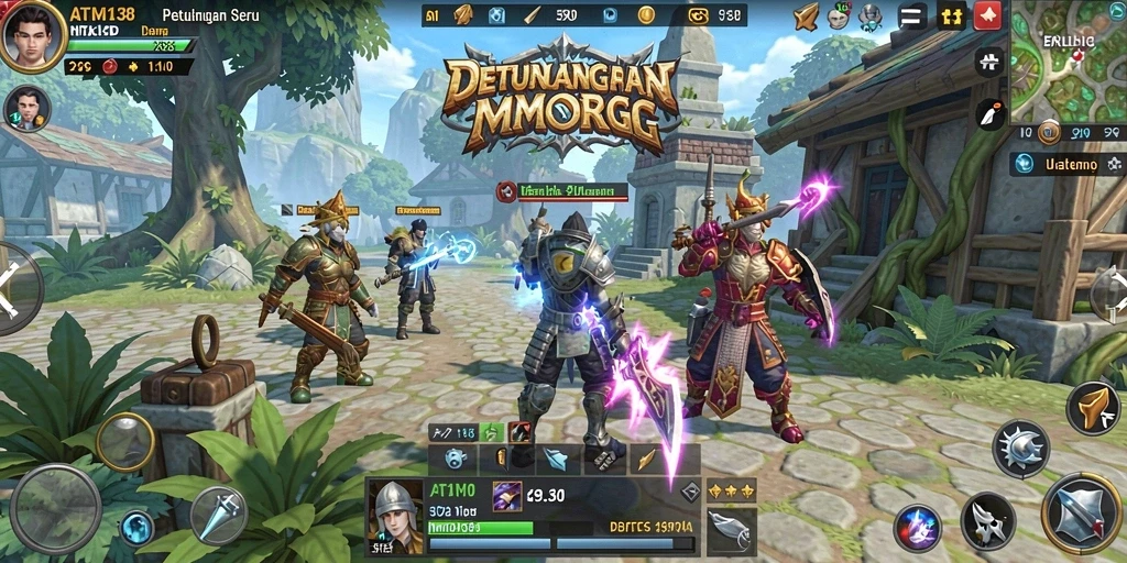 Screenshot menampilkan pertarungan epik dalam gameplay MMORPG.