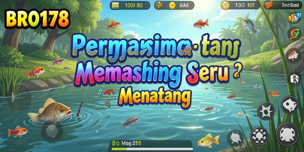 Screenshot gameplay BRO178 menunjukkan keseruan menangkap ikan.