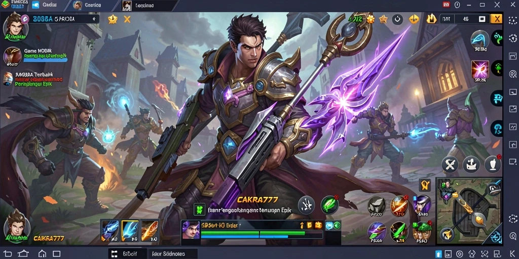 Tangkapan layar gameplay <strong>CAKRA777</strong> menunjukkan pertarungan epik dalam arena.