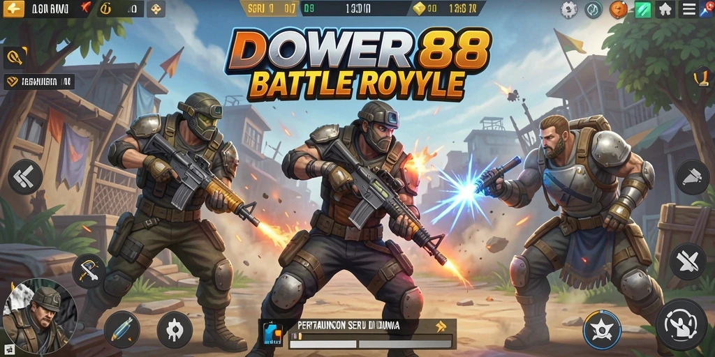 Tangkapan layar dari gameplay menegangkan di DOWER88 yang menunjukkan aksi Battle Royale.