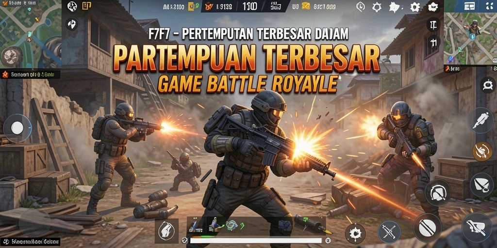 Tangkapan layar F7F7 menampilkan aksi Battle Royale yang seru dan intens.
