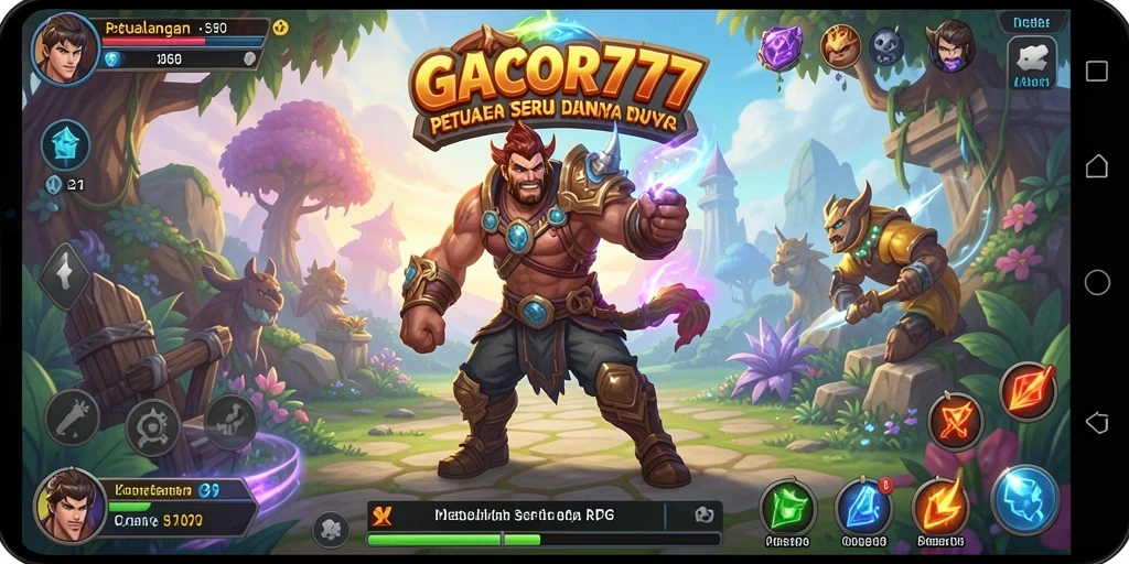Tampilan gameplay GACOR777 dengan karakter dan pertarungan yang seru.