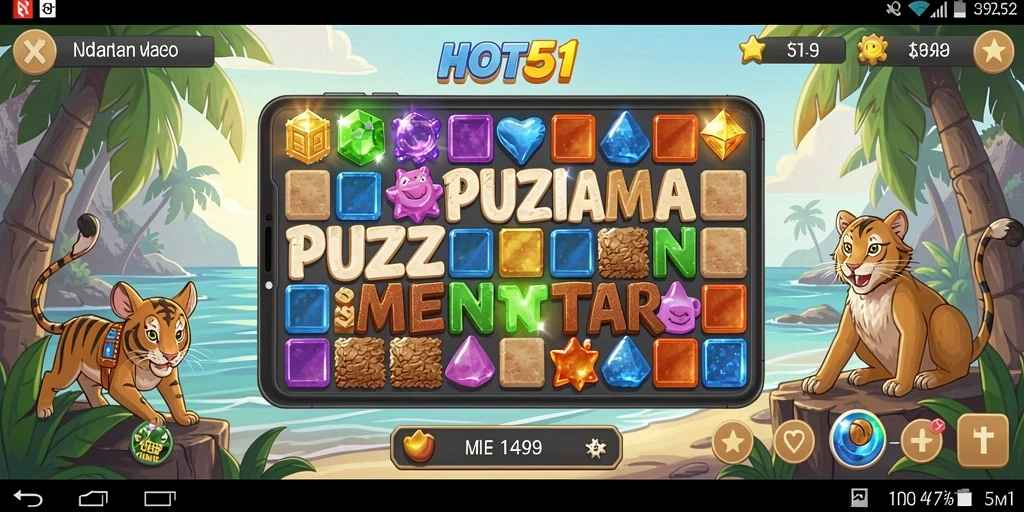 Tampilan gameplay HOT51 yang seru dan penuh warna.