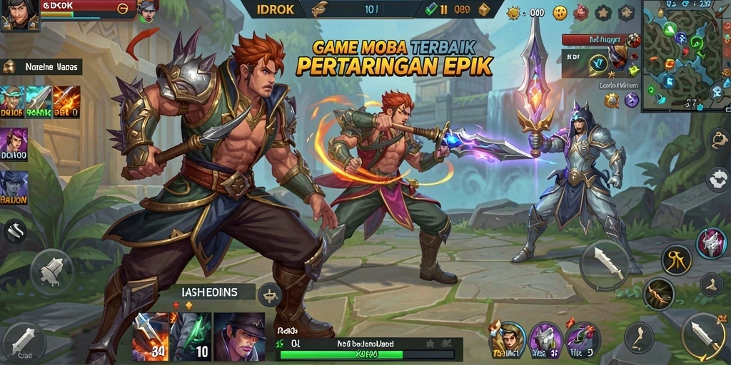Gameplay seru dari IDROK menampilkan pertarungan antar karakter MOBA.