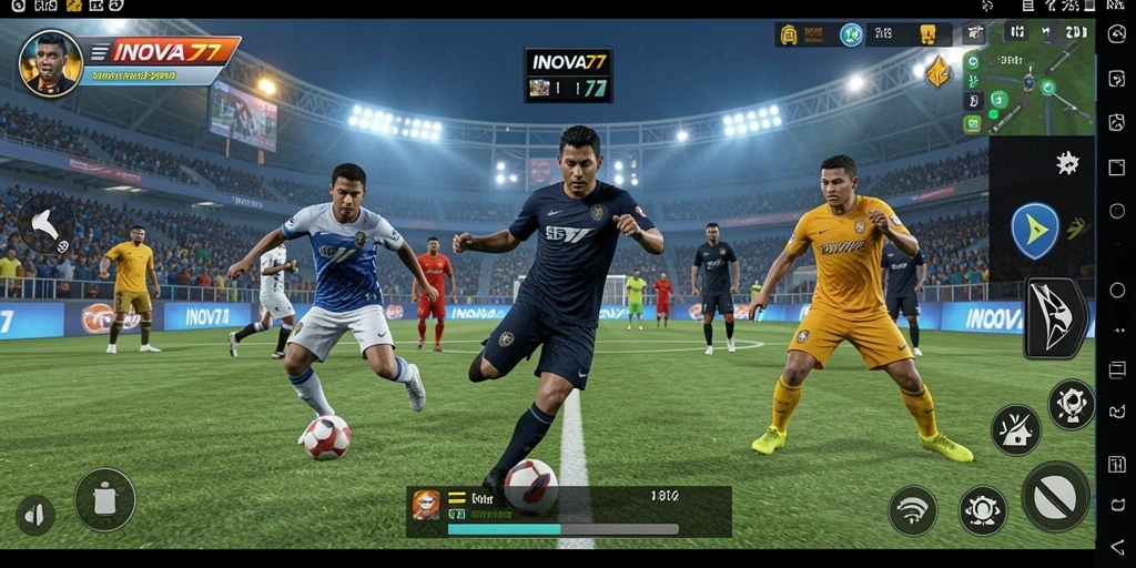 Screenshot menunjukkan gameplay seru dalam pertandingan olahraga.