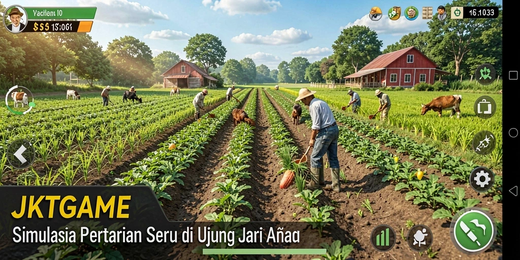 Screenshot JKTGAME menampilkan gameplay penuh warna dan aktivitas bertani yang seru.