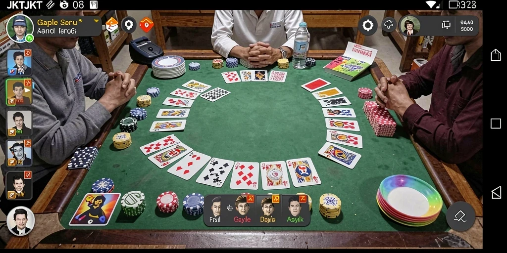 Screenshot gameplay JKTJKT yang menunjukkan aksi seru permainan Gaple.