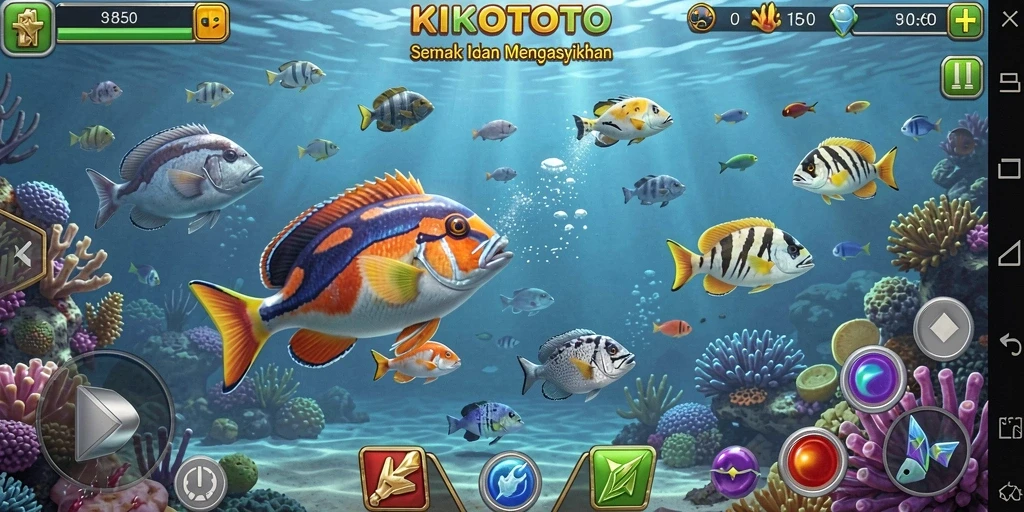 Gameplay KIKOTOTO menampilkan aksi menembak ikan yang seru dan dinamis.