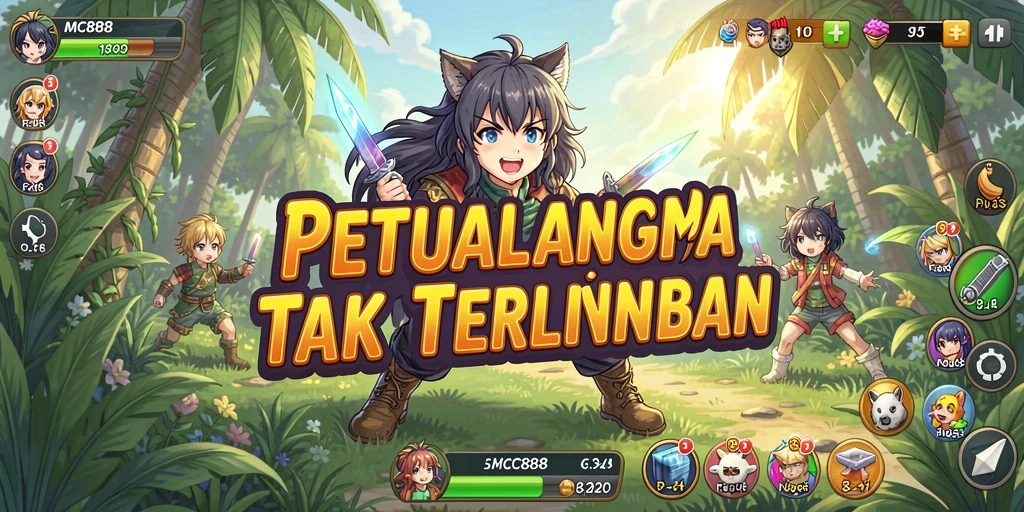 Screenshot gameplay <strong>MC888</strong> menampilkan aksi pertarungan karakter anime yang epik.