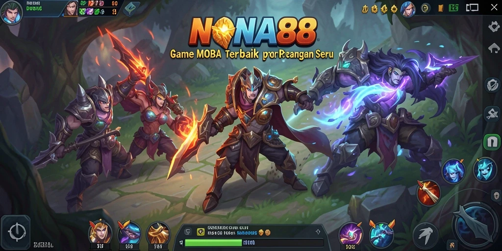 Tampilan menarik dari gameplay seru NONA88 di arena MOBA.