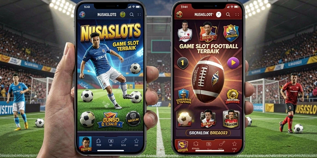Screenshot NUSASLOTS menampilkan gameplay seru dengan tema sepak bola.