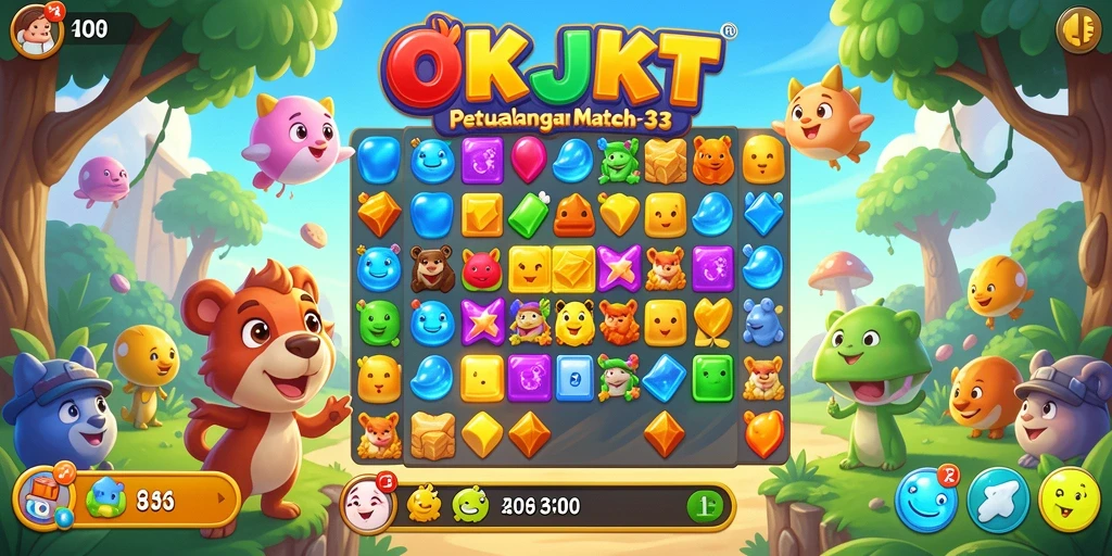 Screenshot gameplay OKJKT yang menampilkan keseruan mencocokkan objek.