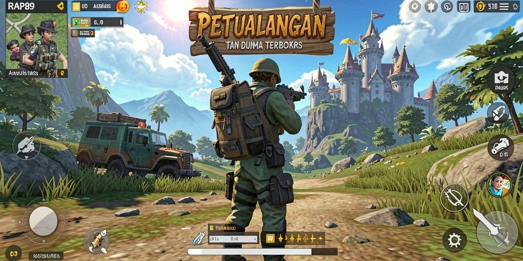 Tangkapan layar gameplay RAP89 menampilkan dunia terbuka yang luas dan interaksi yang dinamis.
