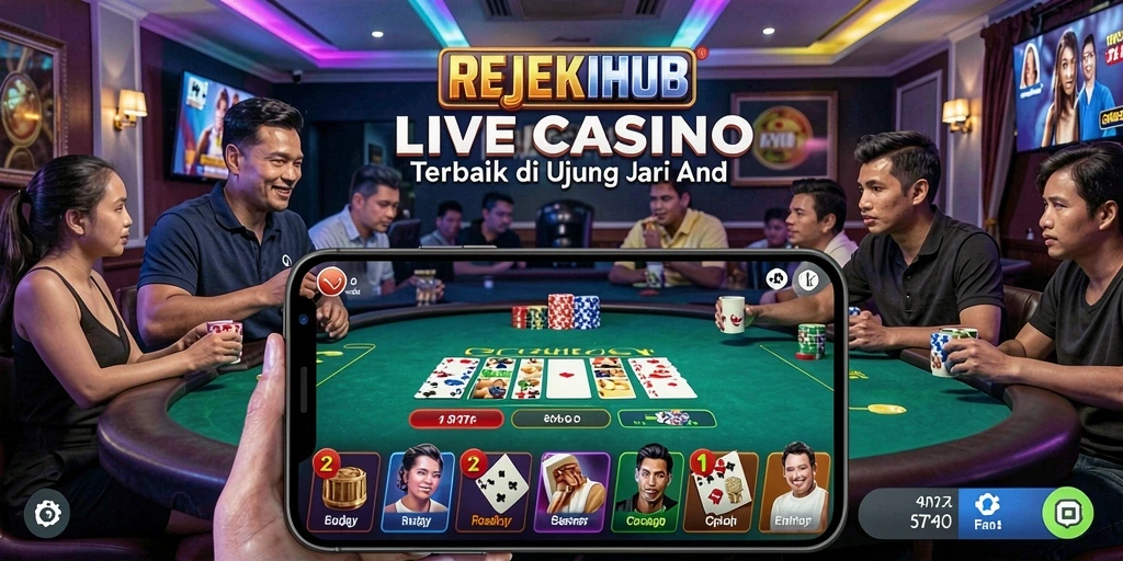 Tampilan gameplay Live Casino yang mendebarkan di REJEKIHUB.