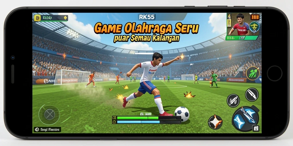 Tampilan dinamis dari gameplay RK55 yang menarik dan penuh aksi.
