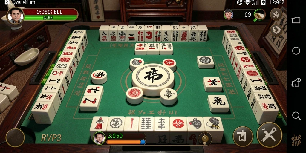 Screenshot gameplay RVIP3 menampilkan momen seru saat bermain Mahjong.