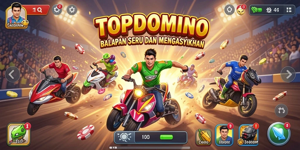 Tampilan dari gameplay balapan seru di TOPDOMINO